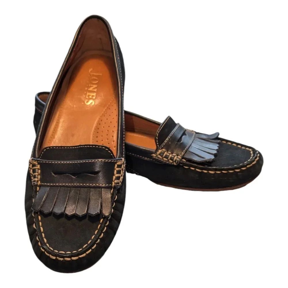 Jones Bootmaker Gamble Moccasin Loafers Navy Blue Suede Women's Size 37 US 6.5